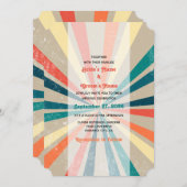 Invitation Mariage de Sunburst Arc-en-ciel coloré rétro (Devant / Derrière)