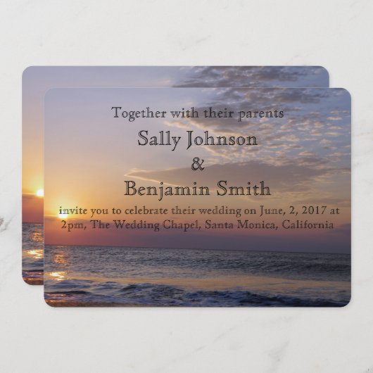 Invitation Mariage de Sunrise Beach (Devant / Derrière)