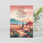 Invitation Mariage de Sunset Boho Desert Cactus (Debout devant)