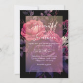Invitation Mariage de superposition de Rose gothique noir (Devant)