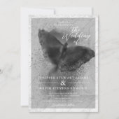 Invitation Mariage de superposition photo de papillon noir et (Devant)
