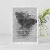 Invitation Mariage de superposition photo de papillon noir et (Debout devant)