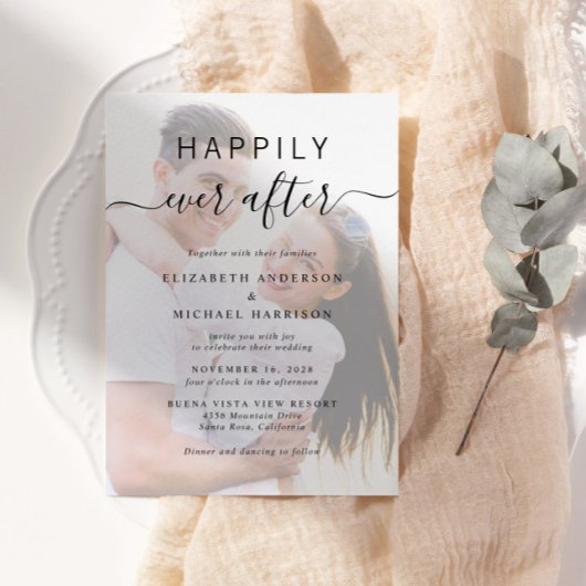 Invitation Mariage de superposition photo de script chic