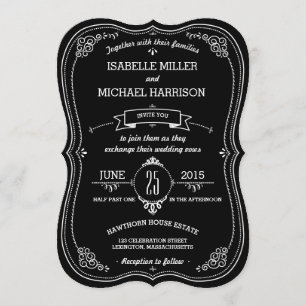 Invitation Mariage de support Vintage de tableau de bord élég