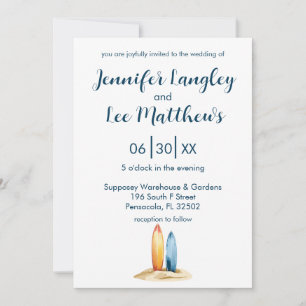 Invitation Mariage de surf aquarelle