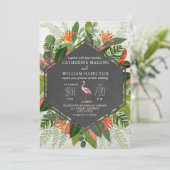 Invitation Mariage de tableau de bord du Flamant rose botaniq (Debout devant)