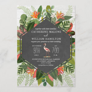 Invitation Mariage de tableau de bord du Flamant rose botaniq
