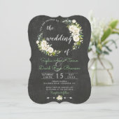 Invitation Mariage de tableau de bord floral à crème blanche (Debout devant)