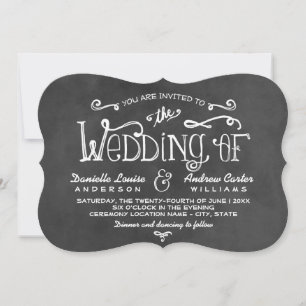 Invitation Mariage de tableau de bord noir de script rustique