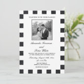 Invitation Mariage de tableau de bord noir et blanc élégant (Debout devant)