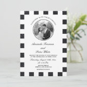 Invitation Mariage de tableau de bord noir et blanc élégant (Debout devant)