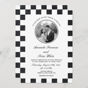 Invitation Mariage de tableau de bord noir et blanc élégant