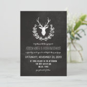 Invitation Mariage de tableau de bord rustique Deer Antlers (Debout devant)
