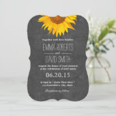 Invitation Mariage de tableau de bord rustique tournesol vint (Debout devant)
