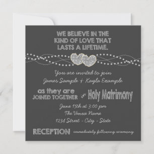 Invitation Mariage de tableau de deux coeurs