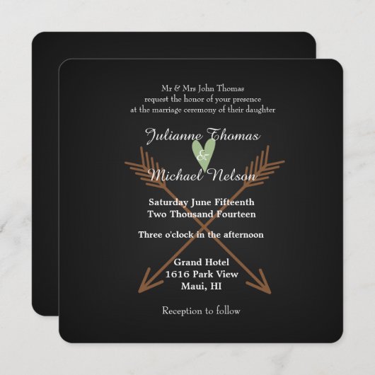 Invitation Mariage de tableau noir (Devant / Derrière)