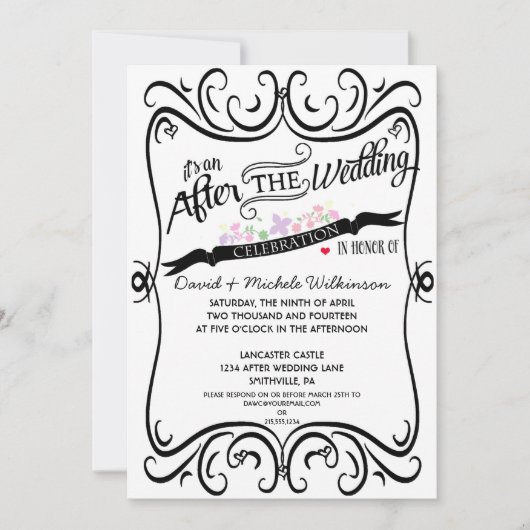 Invitation Mariage de tableau noir blanc noir (Devant)