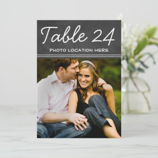 Invitation Mariage de tableau noir rustique Numéro de tableau (Debout devant)