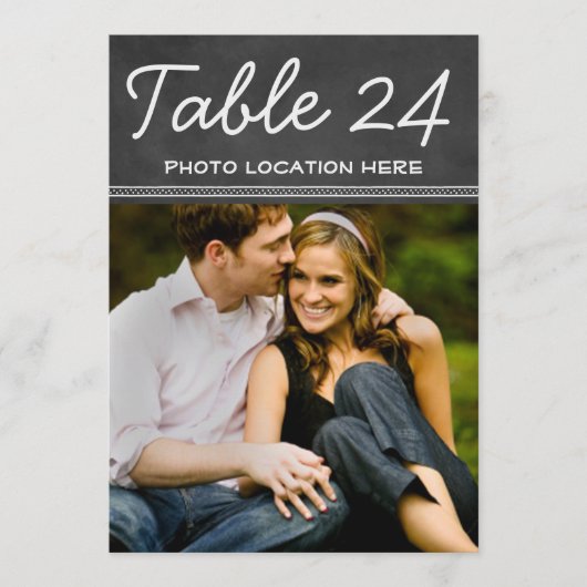 Invitation Mariage de tableau noir rustique Numéro de tableau (Devant)