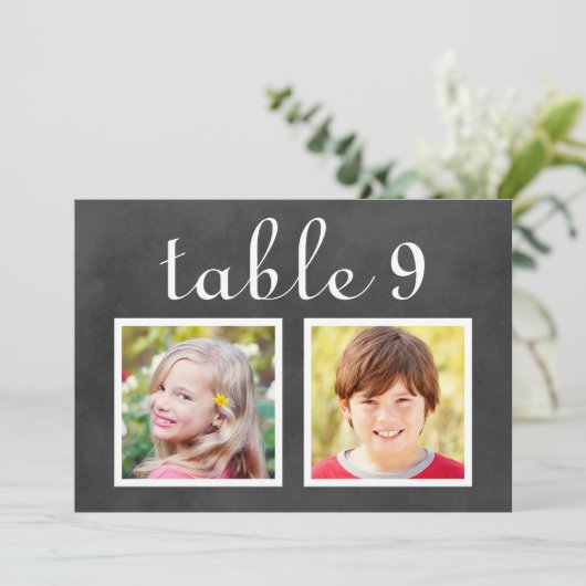 Invitation Mariage de tableau noir rustique Numéro de tableau (Debout devant)