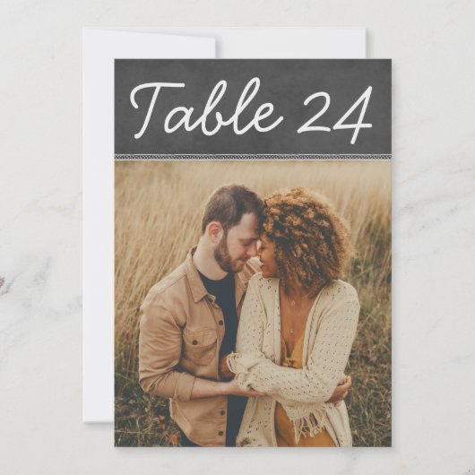 Invitation Mariage de tableau noir rustique Numéro de tableau (Devant)