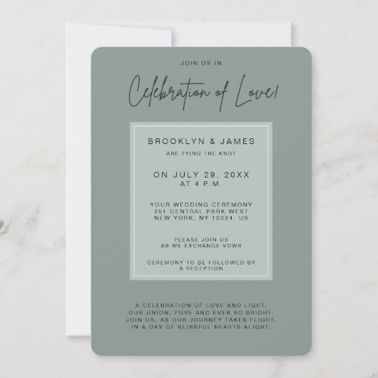 Invitation Mariage De Taille Minimale Célébration De L'Amour (Devant)