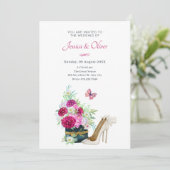 Invitation Mariage de talons de bouquet fleuri (Debout devant)