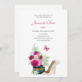 Invitation Mariage de talons de bouquet fleuri (Devant / Derrière)