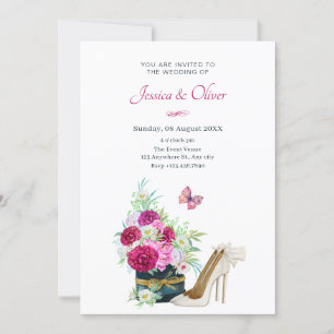Invitation Mariage de talons de bouquet fleuri