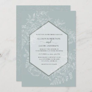 Invitation Mariage de tapisserie géométrique vert doux