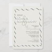 Invitation Mariage de Taupe verte à carreaux rétro (Devant)