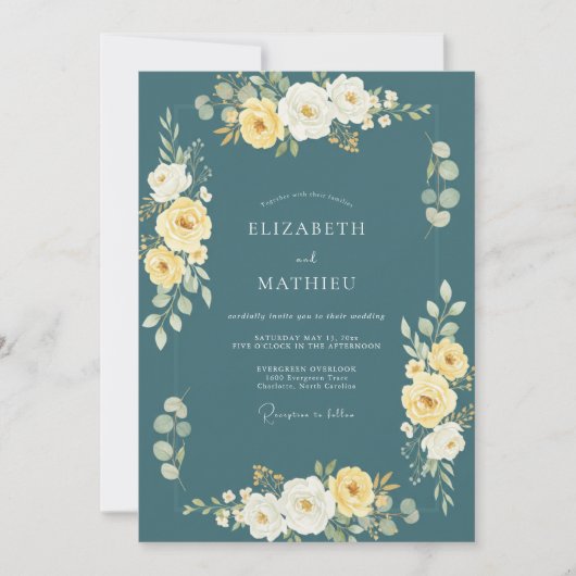 Invitation Mariage de teinte radiante sarcelle et nature (Devant)