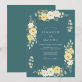 Invitation Mariage de teinte radiante sarcelle et nature (Devant / Derrière)