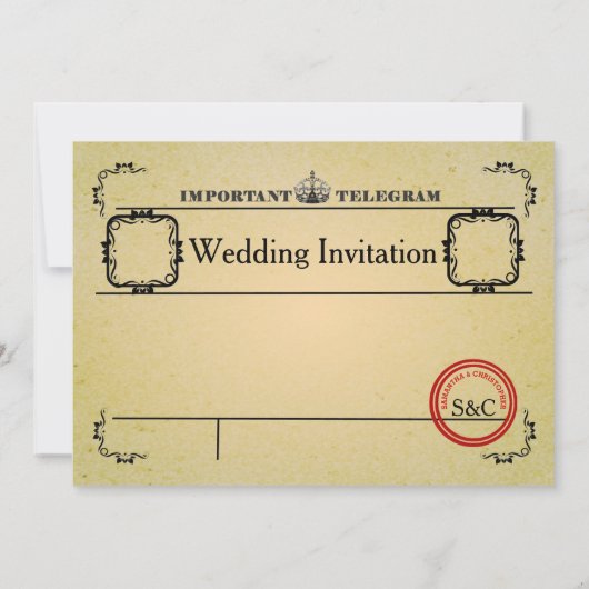 Invitation mariage de télégramme Vintage (Dos)
