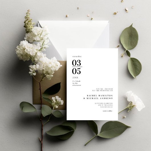 Invitation Mariage de tendance minimal en gras