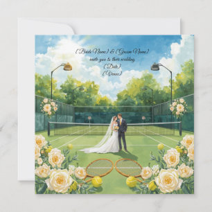 Invitation Mariage de tennis avec la mariée et le marié sur l