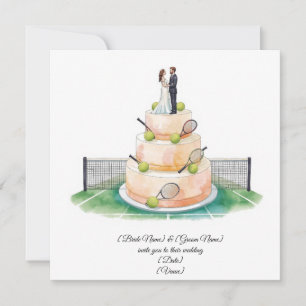 Invitation Mariage de tennis avec la mariée et le marié sur l