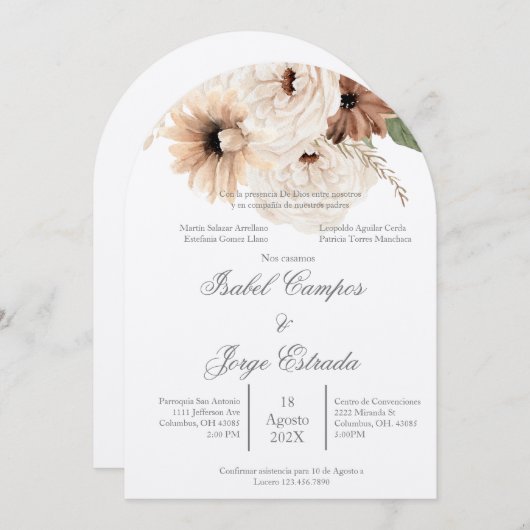 Invitation Mariage de terracota Boho (Devant / Derrière)