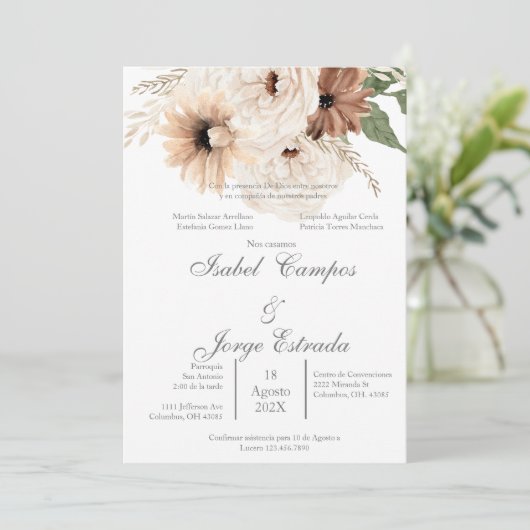 Invitation Mariage de terracota Boho (Debout devant)