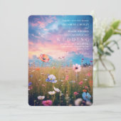 Invitation Mariage de terrain rustique Fleur sauvage (Debout devant)