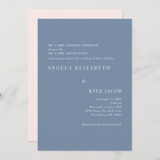 Invitation Mariage de texte blanc simple et élégant (Devant / Derrière)