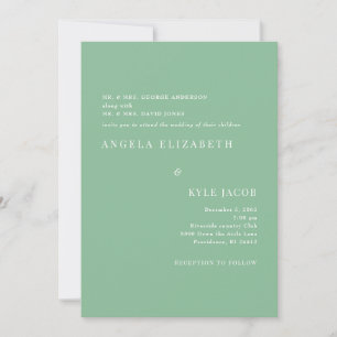 Invitation Mariage de texte blanc vert d'été simple et élégan