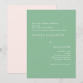 Invitation Mariage de texte blanc vert d'été simple et élégan (Devant / Derrière)