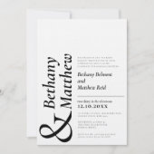 Invitation Mariage de texte en noir blanc monochrome minimali (Devant)