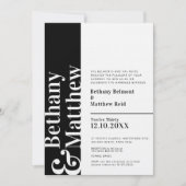 Invitation Mariage de texte en noir blanc monochrome minimali (Devant)