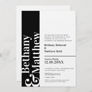 Invitation Mariage de texte en noir blanc monochrome minimali