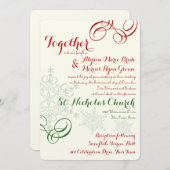 Invitation Mariage de texte Red et Green Snowflake (Devant / Derrière)