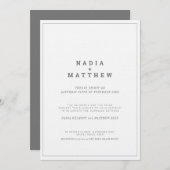 Invitation Mariage de texte vertical blanc gris minimal (Devant / Derrière)