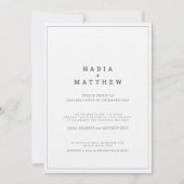 Invitation Mariage de texte vertical blanc gris minimal (Devant)