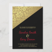 Invitation Mariage de texture or floral Damask (Devant)